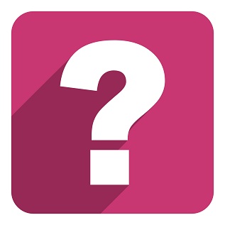 White question mark on pink background