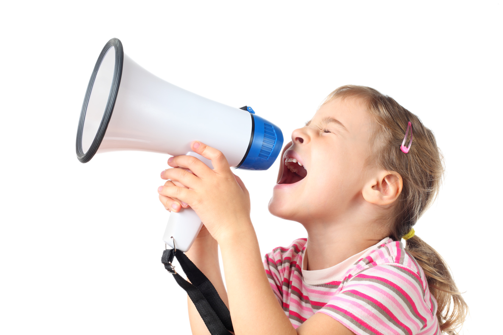 Girl shouting through a megaphone